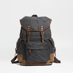 Cool Waxed Canvas Mens Casual 14'' Green Hiking Backpack Black Computer Backpack Travel Backpack College Bag for Men - iwalletsmen