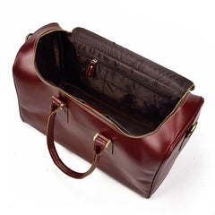 Classy Red Leather Men Barrel Overnight Bags Doctor Bag Travel Bags Weekender Bags For Men - iwalletsmen