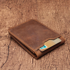 Simple Vintage Mens Leather Small Wallet Bifold billfold Wallet for Men - iwalletsmen
