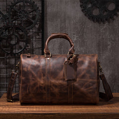 Cool Leather Mens Overnight Bag Weekender Bag Vintage Travel Bags Duffle Bag for Men - iwalletsmen