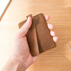 Brown Cool Leather Mens Card Holder Thin Front Pocket Wallet Vintage Slim Card Wallet for Men - iwalletsmen