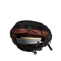 Fashion Canvas Leather Mens Backpack School Backpack Black Canvas Travel Backpack For Men - iwalletsmen