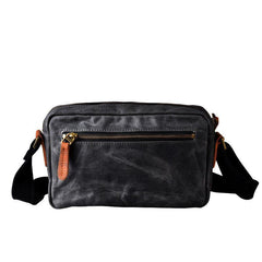 Gray Waxed Canvas Mens Casual Shoulder Bag Messenger Bags Casual Courier Bags for Men - iwalletsmen