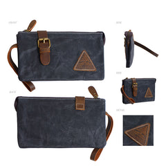 Cool Canvas Leather Mens Clutch Wallet Zipper Wristlet Bag Purse for Men - iwalletsmen