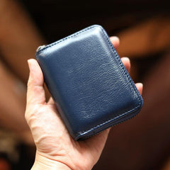 Black Leather Mens Card billfold Wallet Zipper Small Card Wallet Card Holders For Men - iwalletsmen
