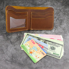 Cool Leather Brown Men's Small Wallet billfold Bifold Wallet Front Pocket Wallet For Men - iwalletsmen