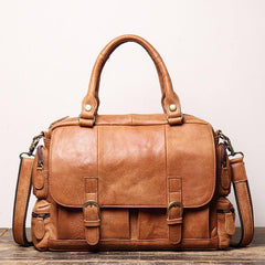 Black Leather Men 14 inches Briefcase Handbag Laptop Handbag Messenger Bag For Men - iwalletsmen