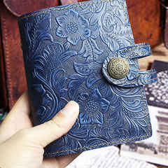 Handmade Leather Floral Mens Cool billfold Wallet Card Holder Small Card Slim Wallets for Men