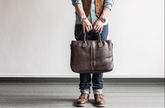 Genuine Leather Mens Briefcase Messenger Bag Laptop Bag Shoulder Bag for men - iwalletsmen