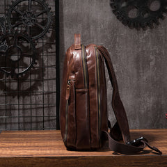 Cool Mens Leather School Backpack Satchel Backpacks Leather Travel Backpack for Men - iwalletsmen