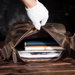 BADASS Dark Brown LEATHER MENS Small COURIER BAG Postman BAG SIDE BAG MESSENGER BAG FOR MEN - iwalletsmen