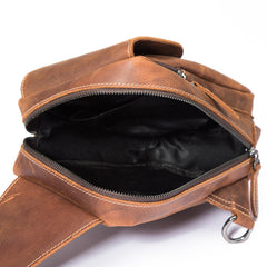 Vintage Leather Men's Chest Bag Sling Bag One Shoulder Backpack For Men - iwalletsmen