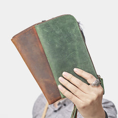 Cool Leather Mens Wristlet Wallet Vintage Clutch Zipper Wallet for Men - iwalletsmen