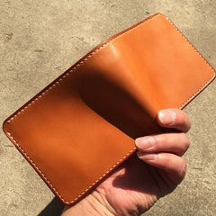 Handmade Leather Mens Cool billfold Leather Wallet Men Small Wallets Bifold for Men
