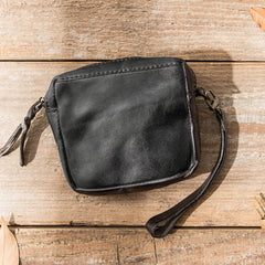 Brown Leather Mens Small Key Case Black Key Holder Coin Purse Card Holder For Men - iwalletsmen