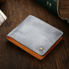 Casual Handmade Mens Black billfold Wallet Red Bifold Card Wallet Small Wallet For Men - iwalletsmen