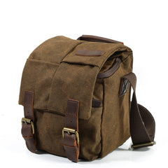 Cool Waxed Canvas Leather Mens Casual Waterproof Small Side Bag SLR Camera Bag Side Bag For Men - iwalletsmen