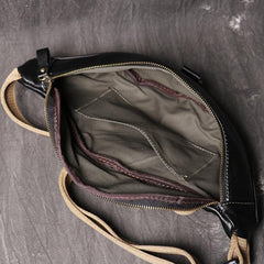 Top Leather Fanny Pack Men's Black Chest Bag Hip Bag Black Best Waist Bag For Men 2020 - iwalletsmen