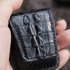 Cool Handmade Black Leather Mens Zippo Lighter Cover Classic Zippo Lighter Holder For Men - iwalletsmen