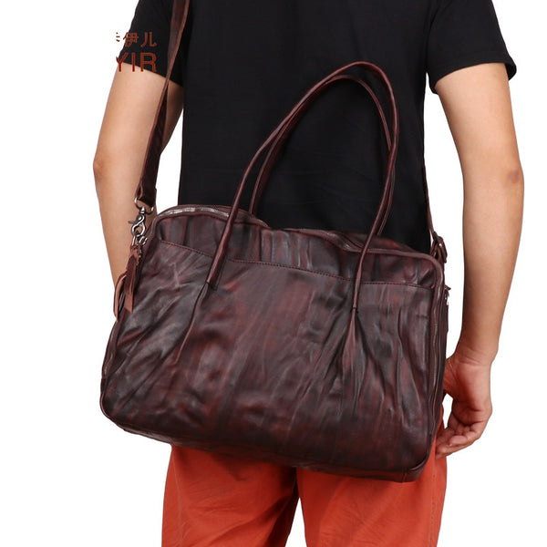 Fashion Vintage Leather Men's Travel Bag Weekender Bag Shoulder Bag For Men - iwalletsmen