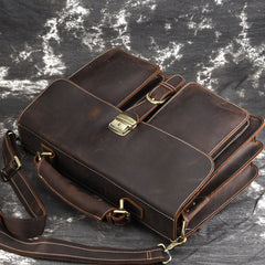 Leather Men Vintage Briefcase Laptop 15inch Handbags Shoulder Bags Work Bag For Men - iwalletsmen