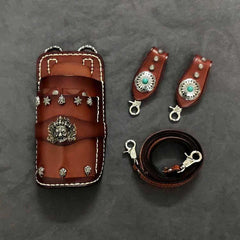 Black Badass Mens Leather Waist Bag Side Bag Brown Hairstylist Tool Barber Pouch Coffee Scissor Case for Men - iwalletsmen