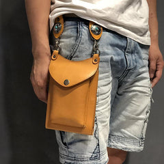 Cool Tan LEATHER MEN'S Small Messenger Bag Waist BAG Belt pouch Green Belt Bag FOR MEN - iwalletsmen