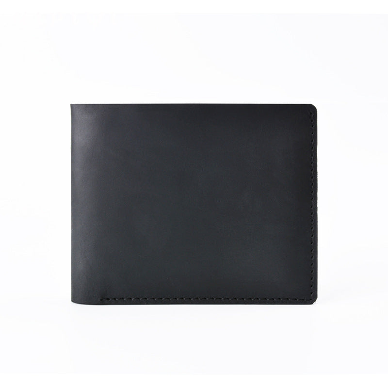 Vintage Brown Leather Men's Small Bifold Wallet Black Slim billfold Wallet For Men - iwalletsmen