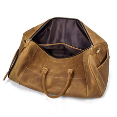 Large Leather Men Barrel Overnight Bags Travel Bags Weekender Bags For Men - iwalletsmen
