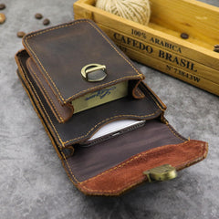 Cool Brown Leather Mens Belt Case Belt Pouch Mini Waist Pouch Belt Bags Phone Bag For Men - iwalletsmen