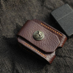 Cool Coffee Handmade Leather Mens Zippo Lighter Case Zippo Belt Loop Lighter Holders For Men - iwalletsmen