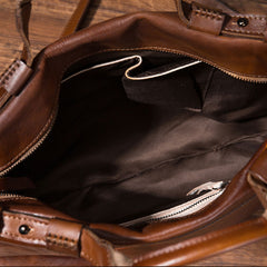 Cool Leather Mens Briefcase 14inch Laptop Bag Work Handbag Shoulder Bag Business Bag for Men - iwalletsmen