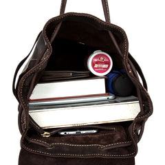 Light Brown Casual Mens Leather 15-inch Computer Backpack Dark Brown Travel Backpacks School Backpacks for men - iwalletsmen
