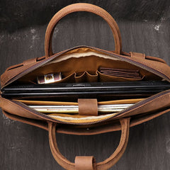 Vintage Leather Mens Briefcase Bag Work Bag Business Bag 15inch Computer Bag For Men - iwalletsmen