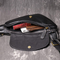 Cool Leather Black Sling Bag Men's Small Sling Pack Coffee Sling Backpack Small Courier Bag For Men - iwalletsmen