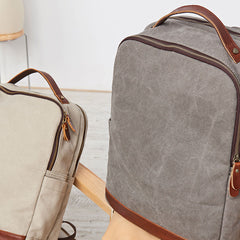 Cool Canvas Leather Mens Backpack Canvas Travel Bag Canvas School Bag for Men - iwalletsmen
