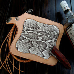 Handmade Leather Biker Wallet Mens Cool Chain Wallet Trucker Wallet with Chain