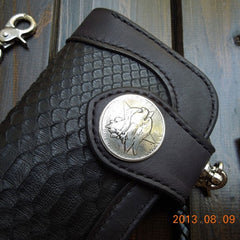 Handmade Leather Biker Wallet Mens Cool Chain Wallet Trucker Wallet with Chain