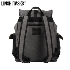 Fashion Canvas Leather Mens Backpack Computer Backpack Khaki Canvas Travel Backpack For Men - iwalletsmen