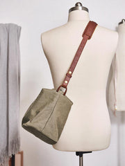 Canvas Cool Mens Green Side Bags Canvas Leather Messenger Bags Canvas Travel Courier Bag for Men - iwalletsmen