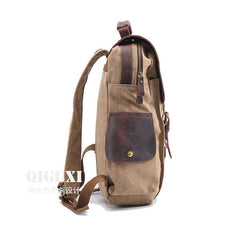 Mens Canvas Leather Backpack Canvas Hiking Backpack Canvas Travel Backpack for Men - iwalletsmen