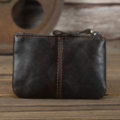Vintage Small Slim Wallet Leather Men's Wallet Black Front Pocket Wallet Coin Holder Card Holder For Men - iwalletsmen