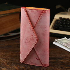 Handmade Leather Mens Gray Envelope Long Wallet Blue Long Wallet Clutch Bag For Men - iwalletsmen