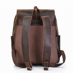 Best Brown Mens Leather 14 inches School Backpack Travel Backpack Top Computer Backpack For Men - iwalletsmen