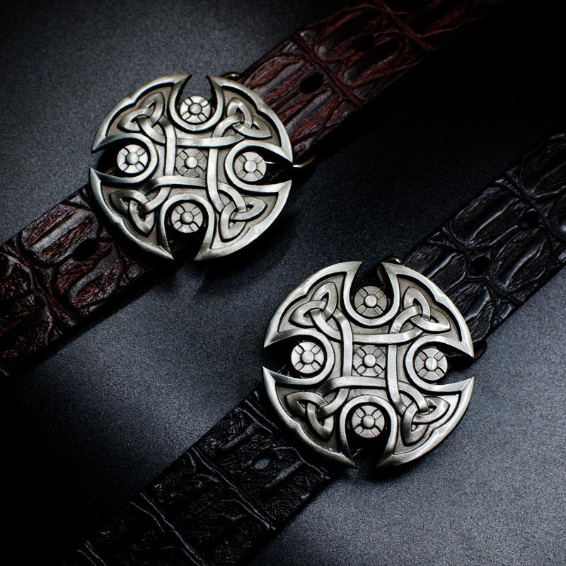 Handmade Genuine Leather Punk Rock Ancient Totem Mens Cool Men Biker Trucker Leather Belt