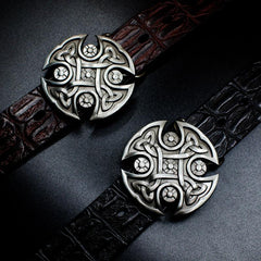 Handmade Genuine Leather Punk Rock Ancient Totem Mens Cool Men Biker Trucker Leather Belt