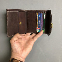 Handmade Leather Mens Cool billfold Leather Wallet Men Small Wallets Trifold for Men