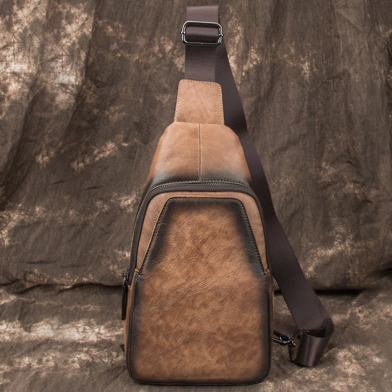 Blue LEATHER MENS Sling Bags Sling Pack One Shoulder Backpack Blue Chest Bag For Men - iwalletsmen
