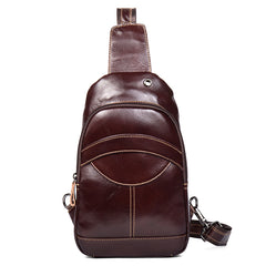Brown Leather Mens Cool Sling Bags Yellow Brown Crossbody Packs Chest Bag for menest Bag for men - iwalletsmen