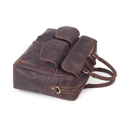 Vintage Brown Leather Men's 15'' Computer Briefcase Handbag Professional Briefcase For Men - iwalletsmen